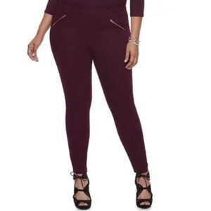 JENNIFER LOPEZ Maroon Skinny Jeggings Leggings Size 18W